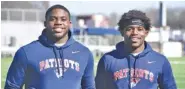  ?? STAFF PHOTO BY PATRICK MACCOON ?? Twin brothers Tre’veon, left, and Traveon Scott will be playing football together at the University of the Cumberland­s.