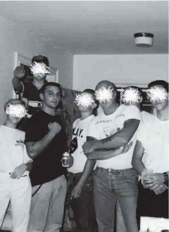  ??  ?? Christian Picciolini with a crew of neo-Nazi skinheads, Marietta, Georgia, 1990