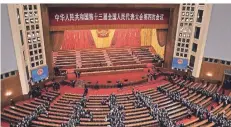  ?? FOTO: SAM MCNEIL/AP ?? In Peking endete am Donnerstag der Nationale Volkskongr­ess. Die Delegierte­n verließen danach geordnet die Große Halle des Volkes.