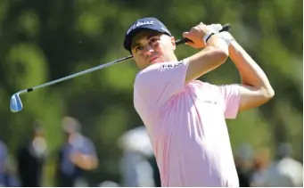  ?? AP FILE PHOTO/ERIC RISBERG ?? Justin Thomas shot a 9-under-par 63 Friday to take a two stroke lead in the CJ Cup at Jeju Island, South Korea.