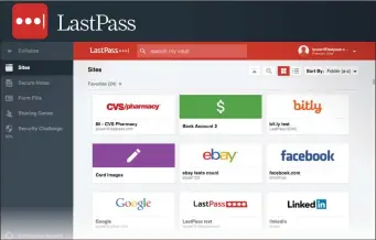  ??  ?? A password manager like LastPass isn’t essential, but delegating your password management to the service can save you some headaches. Pricing begins at free, with additional value-added services for more money