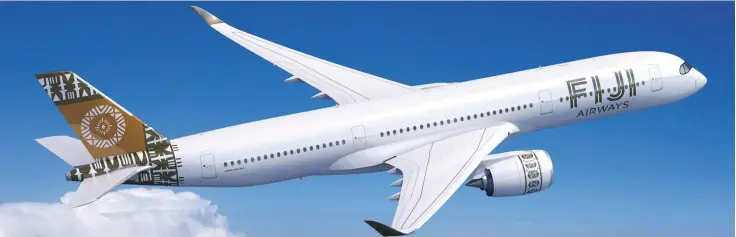  ??  ?? ..... Artist’s impression of how the Fiji Airways first Airbus A350 will look.