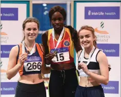  ??  ?? Alana Ryan of Sli Cualann AC (left) who won bronze in the 200m.