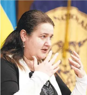  ?? MANUEL BALCE CENETA/AP ?? Ukraine’s Ambassador to the U.S. Oksana Markarova, will be making the rounds today on NBC’s “Meet the Press” and CNN’s “State of the Union”.