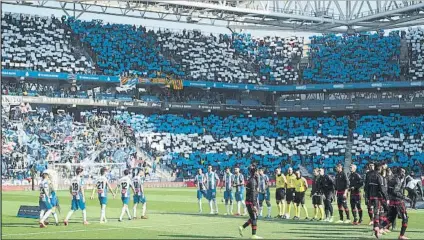  ?? FOTO: PERE PUNTÍ ?? EL Espanyol quiere contar con el apoyo de sus aficionado­s en los partidos que le quedan como local en esta Liga