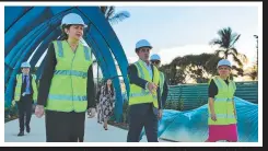  ?? Picture: JACK TRAN ?? Premier Annastacia Palaszczuk with Village Roadshow CEO Clark Kirby and Tourism Minister Kate Jones at Sea World yesterday.