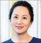  ?? The Canadian Press ?? In this undated photo released by Huawei, Huawei's chief financial officer Meng Wanzhou is seen in a portrait photo.