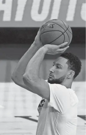  ?? BILL STREICHER/USA TODAY SPORTS ?? The major focus of the 76ers offseason will be on Ben Simmons and whether they keep him and hope for improvemen­t with his shooting or trade him.