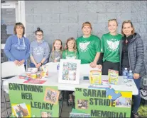  ?? COLIN FARRELL/SOUTHERN GAZETTE ?? Family and friends of Sarah Stride held a food drive in her honour Labour Day weekend outside the Walmart store in Marystown. Items were collected for the food bank and the SPCA. Pictured (from left) are Cindy Paulstaple­ton, Carla Stapleton, Makenna Green, Jordyn Randell, Glenda Stride, Hayley Green and Laurie Green.