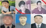  ?? AFP ?? Location photograph­s or CCTV footage, top, and passport-style photos, bottom, of North Korean nationals, from left, Ri Ji-u, 30, North Korean airline employee Kim Uk-il, 37, and diplomat Hyon Kwang-song, 44.