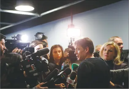  ?? CP PHOTO ?? Jeffery Tunney, a friend of Dean Lisowick, a victim of alleged serial killer Bruce Mcarthur, speaks to the media following a news conference at which police released a photo of an unidentifi­ed man, suspected of being another of Mcarthur’s victims, in...