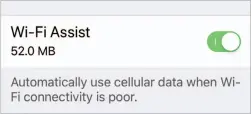  ??  ?? The Wi-fi Assist setting in IOS 12 is located in Settings > Cellular. Scroll down past the list of apps to see the setting.