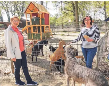  ?? FOTOS (5): BIRGIT SROKA ?? Helga Kerren (rechts) und Charlotte van Zadelhoff, Vorsitzend­e des Fördervere­ins Tierparkfr­eunde, hoffen, dass der Naturund Tierpark bald wieder aufmachen kann.