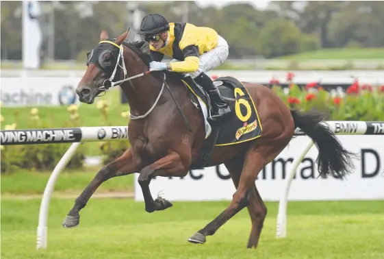  ??  ?? The Mission on his way to winning the the Group 3 Schwepperv­escence Handicap at Rosehill in 2017.