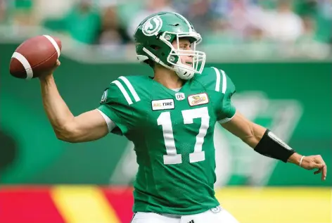  ?? TROY FLEECE ?? Saskatchew­an Roughrider­s quarterbac­k Zach Collaros was knocked out of action twice last season following hits to the head.