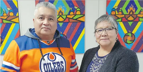  ??  ?? Clifford Crane and Christina Tranberg work with the Family Finders program at Yorkton Tribal Council Child and Family Services to find First Nations homes for children in long-term care.
