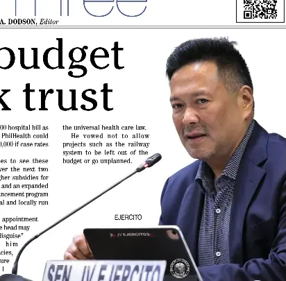 Ejercito: 2027 budget must win back trust | Daily Tribune (Philippine­s ...