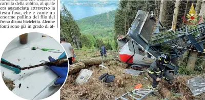  ?? ?? In laboratori­o La fune spezzata, nella foto tonda, è stata analizzata negli ultimi mesi nel Laboratori­o tecnologic­o impianti a fune (Latif) di Trento