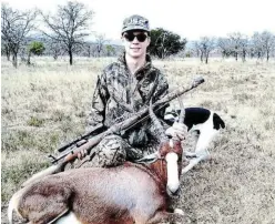  ?? Picture: SUPPLIED ?? GOOD SHOT: New hunter Edrich Verster with the blesbok he shot on a farm outside Komani