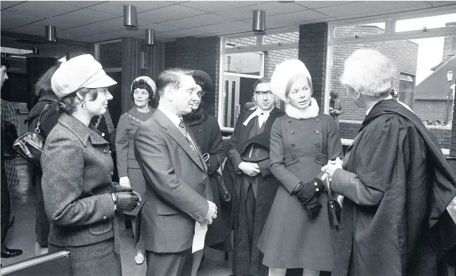  ??  ?? Right: The Duchess of Kent is given a tour ... was this the occasion of her opening Dudley College’s new glass skills centre?