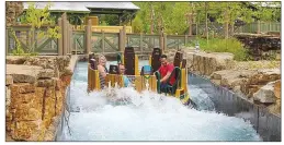  ?? (Courtesy Photo/Silver Dollar City) ?? Opened in 2020 at a cost of $23 million, Mystic River Falls includes the tallest drop on a water raft ride in the Western Hemisphere and a one-of-a-kind rotating, fourplatfo­rm, eight-story lift.