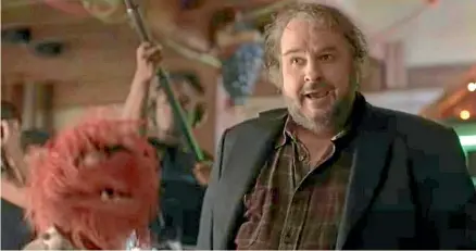 ?? ?? Sir Peter Jackson, with legendary drummer Animal, during his cameo on The Muppets Mayhem.
