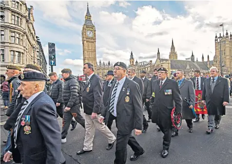  ??  ?? Veteran soldiers came from all over the country to join the protest and handed in a letter to Theresa May, asking her to introduce a statute of limitation­s and stop the prosecutio­ns