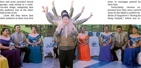  ?? ARNOLDALMA­CEN ?? GOING FULL CIRCLE The Madz perform at the Inquirer office in Makati City but reach out to the world.—