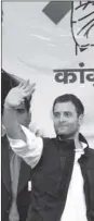  ??  ?? Congress general secretary Rahul Gandhi waves to the crowd at an election rally in Solan, Himachal Pradesh, on Thursday.