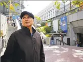  ?? LAURA A. ODA — STAFF PHOTOGRAPH­ER ?? Armando Sandoval, BART’s homeless outreach worker, monitors the homeless population around the Powell Street station in San Francisco.