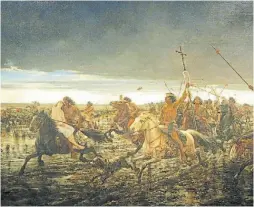  ??  ?? La vuelta del malón. De Angel della Valle, 1892. Tras la victoria.