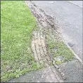  ??  ?? Lorries have been churning up grass in Sevington