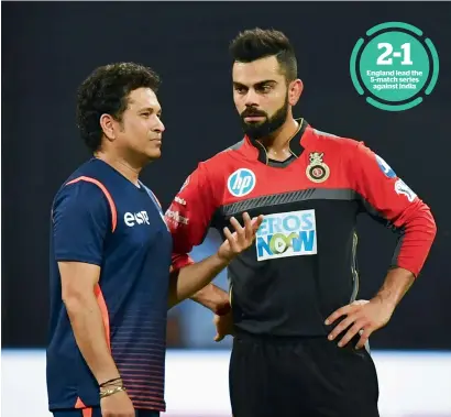  ??  ?? Pakistan’s spin great Saqlain Mushtaq sees Virat Kohli (right) as the closest Indian batsman to match up to Sachin Tendulkar. —