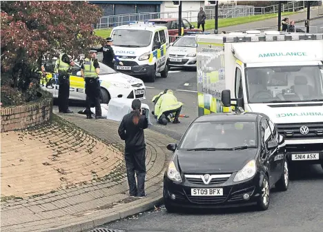  ??  ?? The scene of the accident at the roundabout joining Coupar Angus Road and South Road.