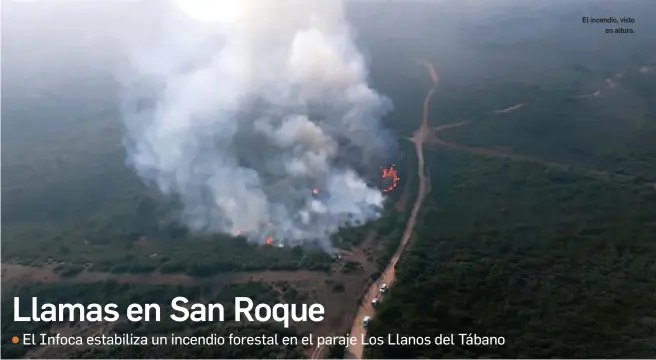  ?? INFOCA ?? El incendio, visto en altura.