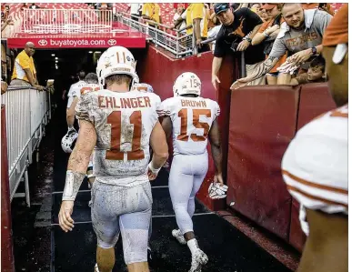  ?? RICARDO B. BRAZZIELL / AMERICAN-STATESMAN ?? Texas QB Sam Ehlinger nearly enjoyed an upset of USC on the road last season as a freshman. Bigger and stronger this year, he must show he also understand­s the game better.