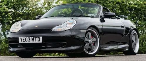  ??  ?? A different view and different car. These are the same wheels as fitted to Group 4 wheel designer, Chris Johnson’s own Boxster 986