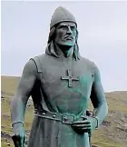  ??  ?? A statue of Erik the Red, whose descendant­s built colonies in Greenland, before vanishing.