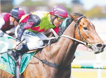  ?? Picture: MICHAEL DODGE/GETTY ?? Jockey Damien Oliver guides Princess of Queens to victory in Race 5.