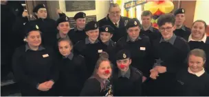  ??  ?? Rhondda Sea Cadets with their Outstandin­g Youth Work Project: Formal Education award