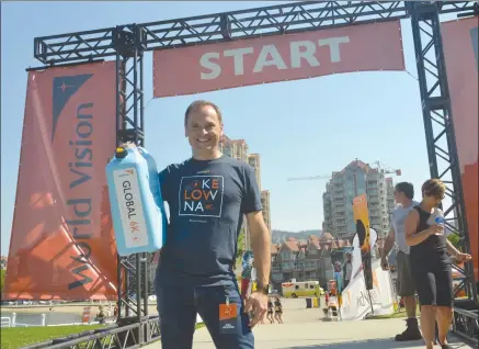  ?? ANDREA PEACOCK/The Daily Courier ?? Michael Messenger, president and CEO of World Vision Canada, at the World Vision Walk for Water in Kelowna on Saturday morning.