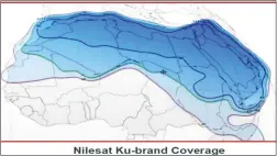  ??  ?? Die Ku-Band-Ausleuchtz­one des Nilesat 201 erstreckt sich über den gesamten arabischsp­rachigen Raum. Zu uns hin fällt das Signal schnell stark ab