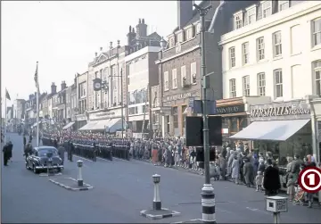  ??  ?? An unidentifi­ed procession taking place in the Lower High Street in 1960, in the days before pedestrian­isation took place in the 1970s