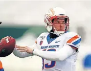  ??  ?? Boise State quarterbac­k Hank Bachmeier will be the starter when the Broncos open the season Saturday against Utah State. [DAVID ZALUBOWSKI/ THE ASSOCIATED PRESS]