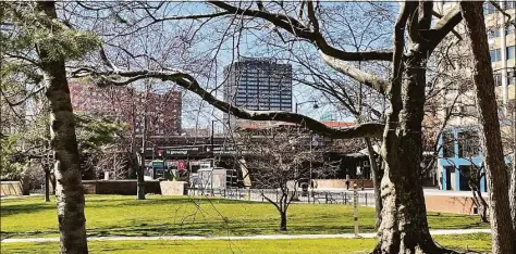  ?? File photo ?? The Hartford is headquarte­red at 1 Hartford Plaza, with its headquarte­rs building seen here from Bushnell Park.