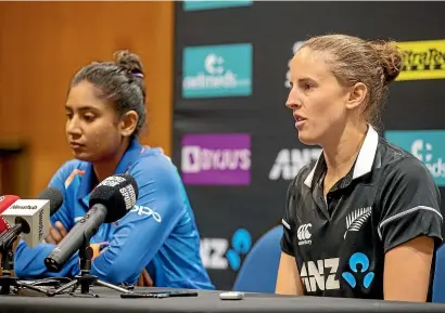  ??  ?? New Zealand and India captains, Amy Satterthwa­ite and Mithali Raj, look forward to their one-day series starting in Napier today.