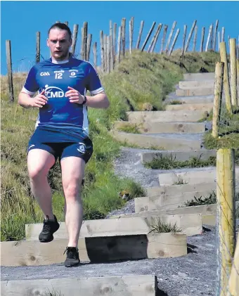  ??  ?? Conor McCormack at the Coolaney-Mullinabre­ena GAA Club Everest Climb. SEE PAGES 36 & 37