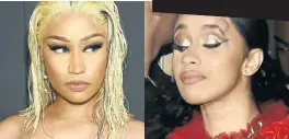 ??  ?? Nicky Minaj and Cardi B, note bump on eye