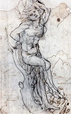  ??  ?? The sketch: Leonardo’s St Sebastian is thought to date from 1482-85