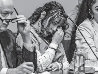  ?? LUIS SANCHEZ SATURNO • POOL VIA REUTERS ?? Hannah Gutierrez-reed, the former armourer for the movie “Rust,” wipes her tears during her sentencing hearing in First District Court in Santa Fe, N.M., on April 15.